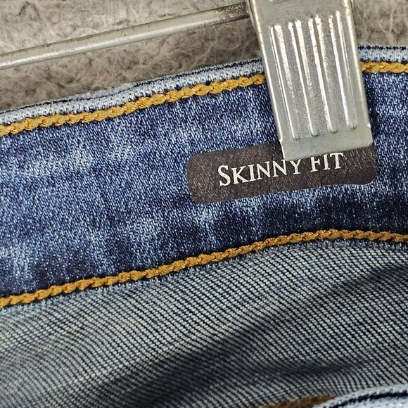 Judy Blue Buffalo Plaid Patch Skinny Jeans Ripped Distressed 15/32 Stretch Denim - Picture 9 of 11